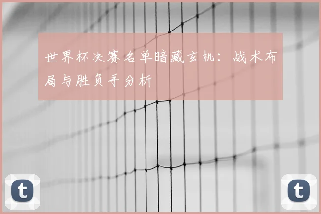 世界杯决赛名单暗藏玄机:战术布局与胜负手分析